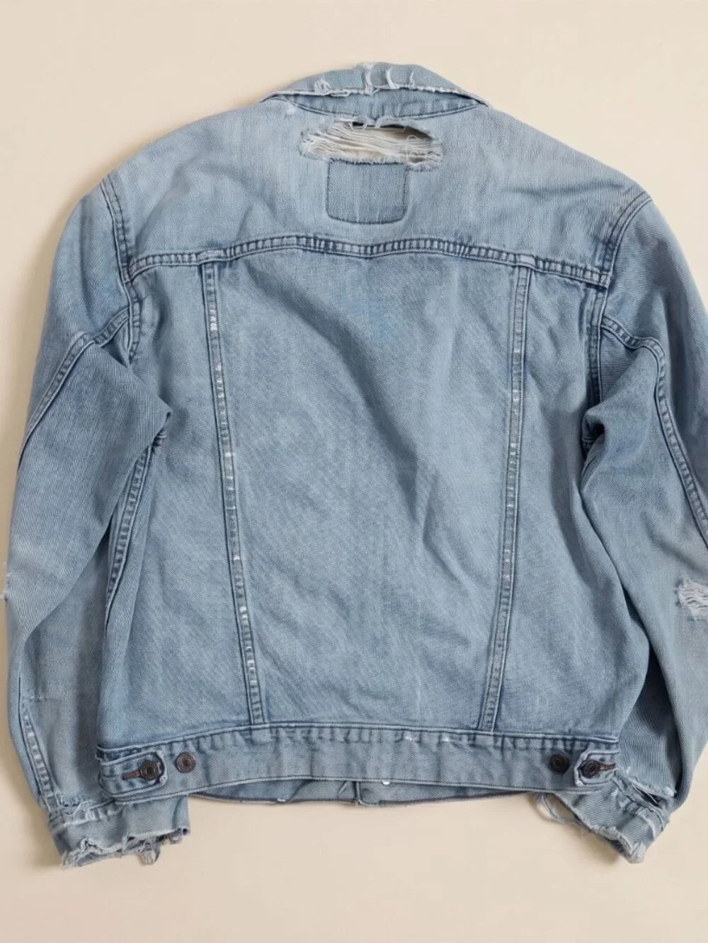 Vintage Y2K Levis 70507 Distressed Thrashed Denim Trucker Jacket Mens M Light - Picture 6 of 6
